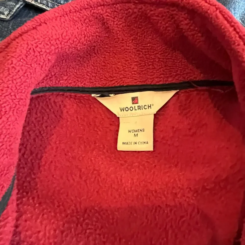 Woolrich Fleece Vest Women's Medium M Red Zip Up Pockets Collar